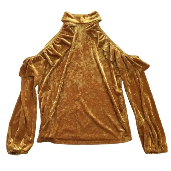 Super Cute EUC Free Press cold shoulder crushed velvet top XS - Picture 3 of 6